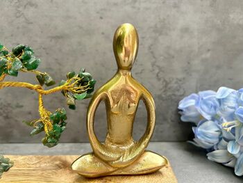 Zen Yoga Pose Sculpture With Tree Of Life Statue Gift Padmasana Lotus Pose, 4 of 8