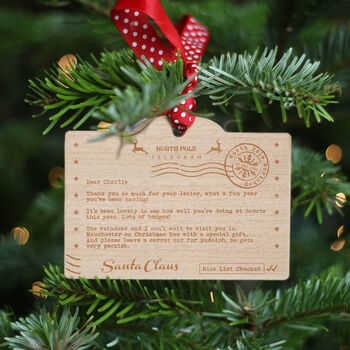 Personalised Telegram From Santa Christmas Tree Decoration, 6 of 7
