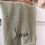 Personalised Knitted Baby Blanket Sage Green, thumbnail 2 of 9