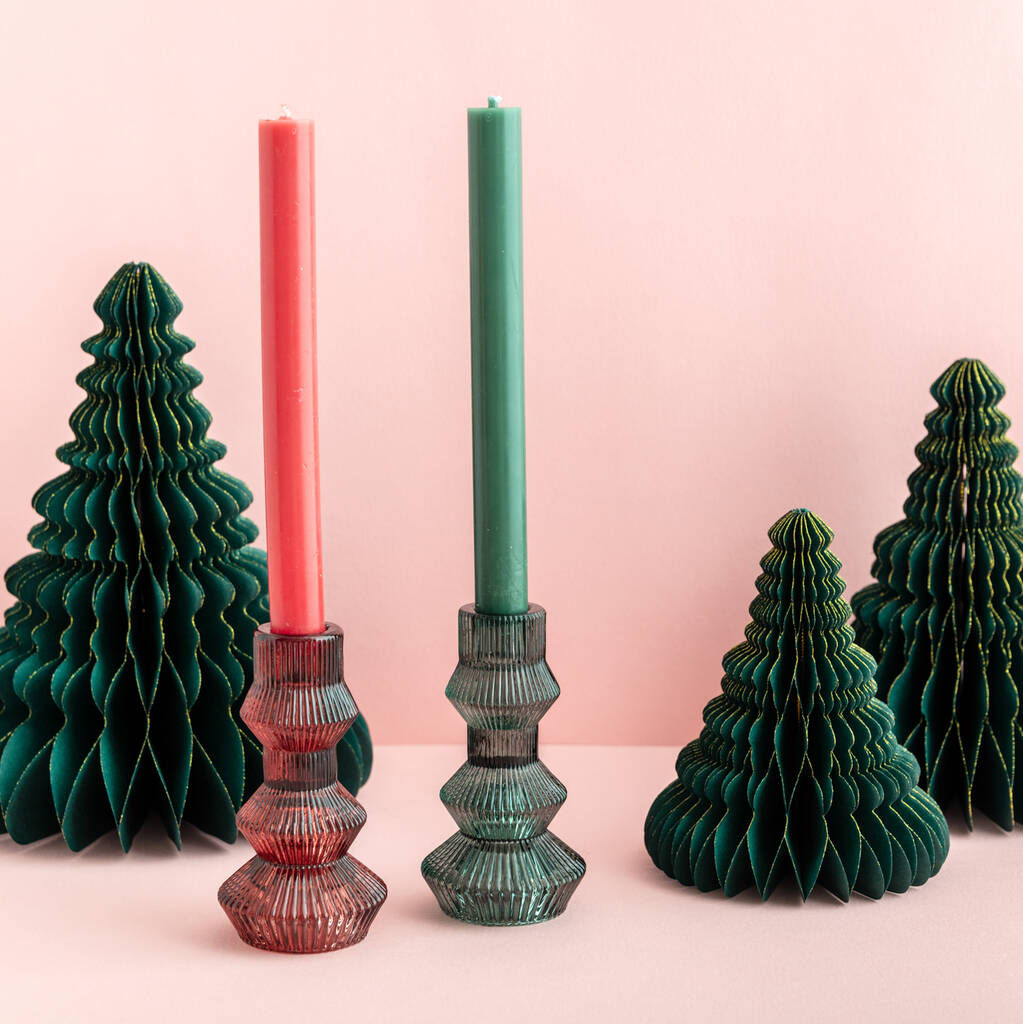 Festive Glass Candlestick Holder, 1 of 3