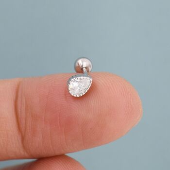 Droplet Cz Screw Back Earrings In Sterling Silver, 6 of 10