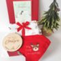 Personalised Baby's First Christmas Swaddle And Bib Gift Set, thumbnail 1 of 8