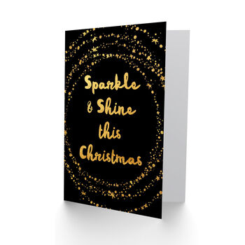 Sparkle And Shine Gold On Black Christmas Card, 2 of 4