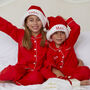 Girl's And Boy's Personalised Red Cotton Classic Christmas Pyjamas, thumbnail 1 of 7