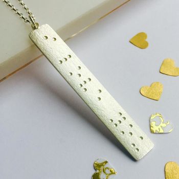 Braille Style Personalised Silver Necklace, 4 of 6