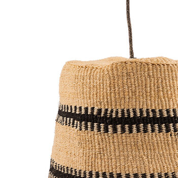 Black/Natural Tooth Stripe Pendant Woven Lampshade, 3 of 6