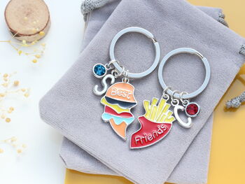 Personalised Pair Of Best Friends Burger And Fries Keyrings, Matching Set, 5 of 7