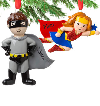 Personalised Christmas Hanging Decoration Super Hero, 2 of 2