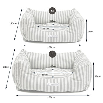 Mutts And Hounds Boxy Dog Bed Grey Stars And Charcoal Stripe Or Flintstripe Brushed Cotton, 8 of 8