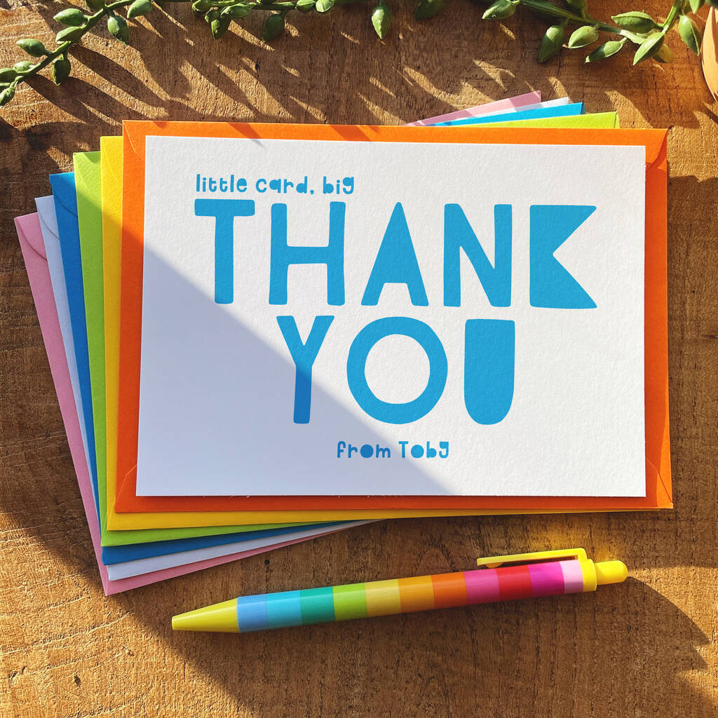 Blue Or Pink Thank You Cards With Coloured Envelopes By Lunella ...