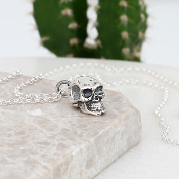 Mens Sterling Silver Skull Necklace, 2 of 4