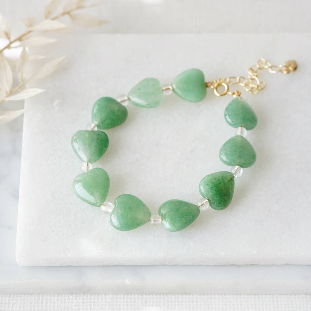 Green Aventurine Love Heart Crystal Bracelet By Xander Kostroma