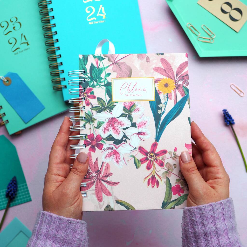 Personalised | Mid Year 23 24 Diary | Pink Lily By Creative Stationery ...