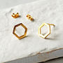 Hexagon Sterling Silver Geometric Stud Earrings, thumbnail 3 of 10