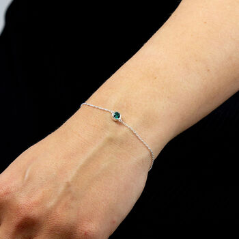 Genuine Emerald Cz Bracelet In Sterling Silver, 4 of 7