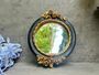 16cm Round Wall Mirror Black Frame With Gold Flower Detail, thumbnail 1 of 9