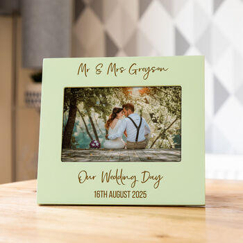 Personalised Wedding Day Pastel Photo Frame Gift For Couple, 3 of 7