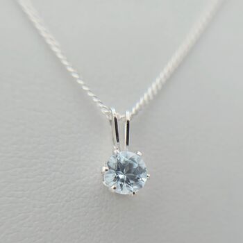 Sterling Silver Necklace With 5mm Sky Blue Topaz Pendant, 2 of 4