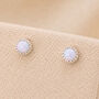 4mm Star Cut Sterling Silver White Opal Stud Earrings, thumbnail 1 of 9