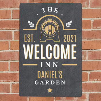 Personalised Garden Bar Welcome Inn Metal Sign, 2 of 4