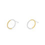 9ct Yellow Gold And Silver Circle Stud Earrings, thumbnail 2 of 5