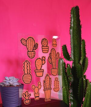 Cactus Cacti Clear Acrylic Vinyl Plaque Decor, 3 of 8