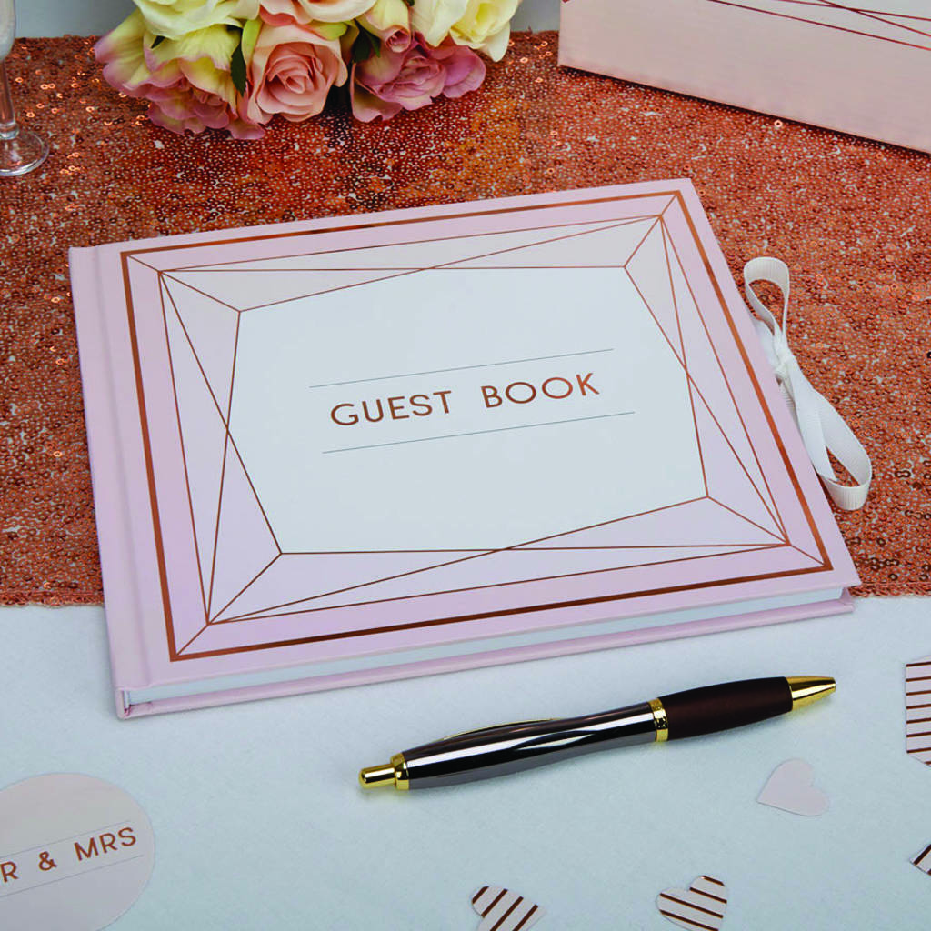  wedding  guest  book  with rose  gold  foil by natalie ryan 