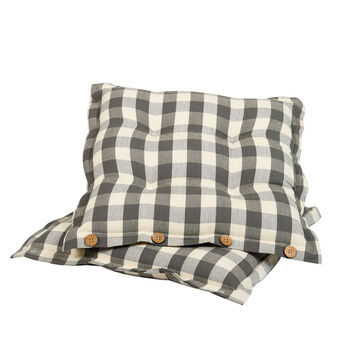 Set Of Two Grey Gingham Seat Pads With Buttons, 2 of 5