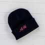 Navy Embroidered Personalised Neon Initial Beanie, thumbnail 1 of 2