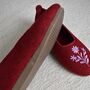 Wool Balleina Slippers Wine Red/ Pink Flowers, thumbnail 3 of 3