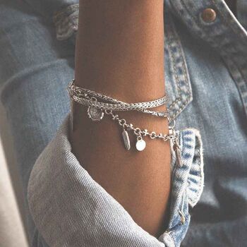 Sterling Silver Feathers Charm Bracelet, 4 of 4