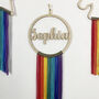 Personalised Wooden Name Hoop With Rainbow Fringing, thumbnail 7 of 9