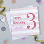 Candy Stripe 3rd Birthday Card, thumbnail 7 of 7