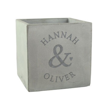 Personalised Ampersand Couples Concrete Plant Pot, 3 of 3
