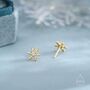 Cz Snowflake Stud Earrings In Sterling Silver, thumbnail 2 of 12