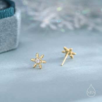 Cz Snowflake Stud Earrings In Sterling Silver, 2 of 12