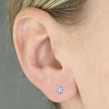 Sterling Silver Blue Forget Me Not Micro Stud Earrings – 4mm, 2 of 10