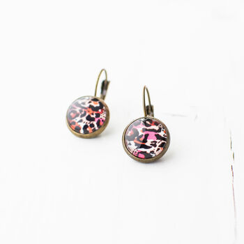Pink Leopard Pattern Earrings, 5 of 10
