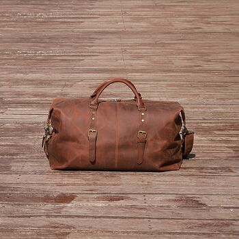 Genuine Leather Holdall With Zip Detail, 5 of 12
