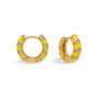 Neon Yellow Twisted Cubic Zirconia Huggie Hoop Earrings, thumbnail 1 of 2