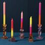 Three Ombre Pink And Yellow Candles, thumbnail 3 of 4