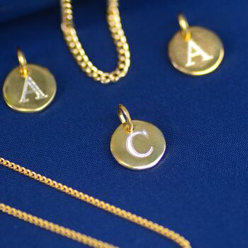 Sterling Silver Or Gold Initial Letter Disc Charms, 6 of 6