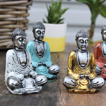 6x Silver Mini Buddha Assorted Colours, 5 of 6