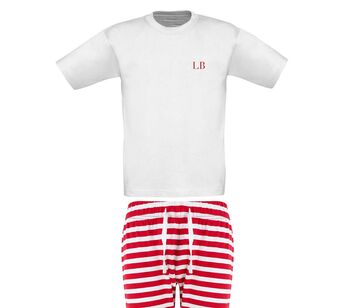 Mens Personalised Striped Christmas Pyjamas, 2 of 2