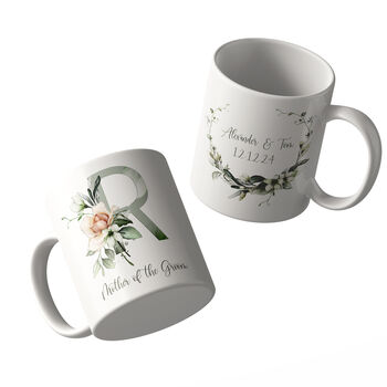 Wedding Gift Mugs With Floral Monograms, 6 of 7