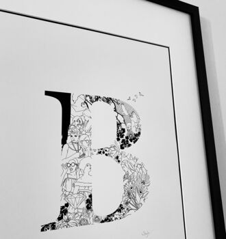 'Letter B' Linear Illustration Print, 4 of 6