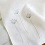 Embroidered Linen Cow Parsley Tea Towel, thumbnail 2 of 5