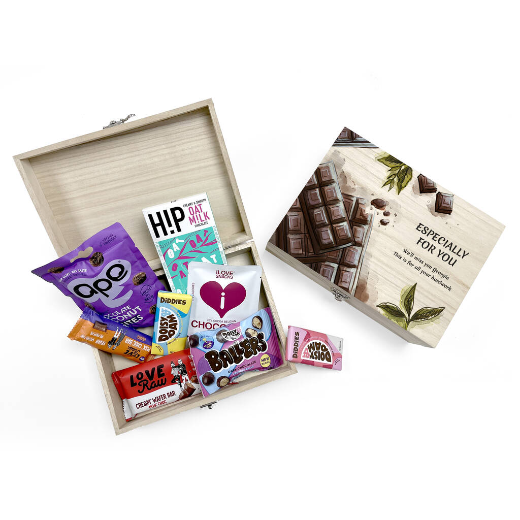 Personalised Indulgences Vegan Chocolate Snacks Box, 1 of 6