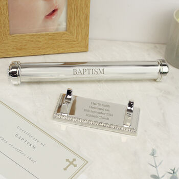 Christening Gifts Certificate Holder Silver Plated, 6 of 6