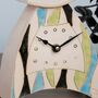 Ceramic Mantel Clock With Blue And Green Details, thumbnail 3 of 6